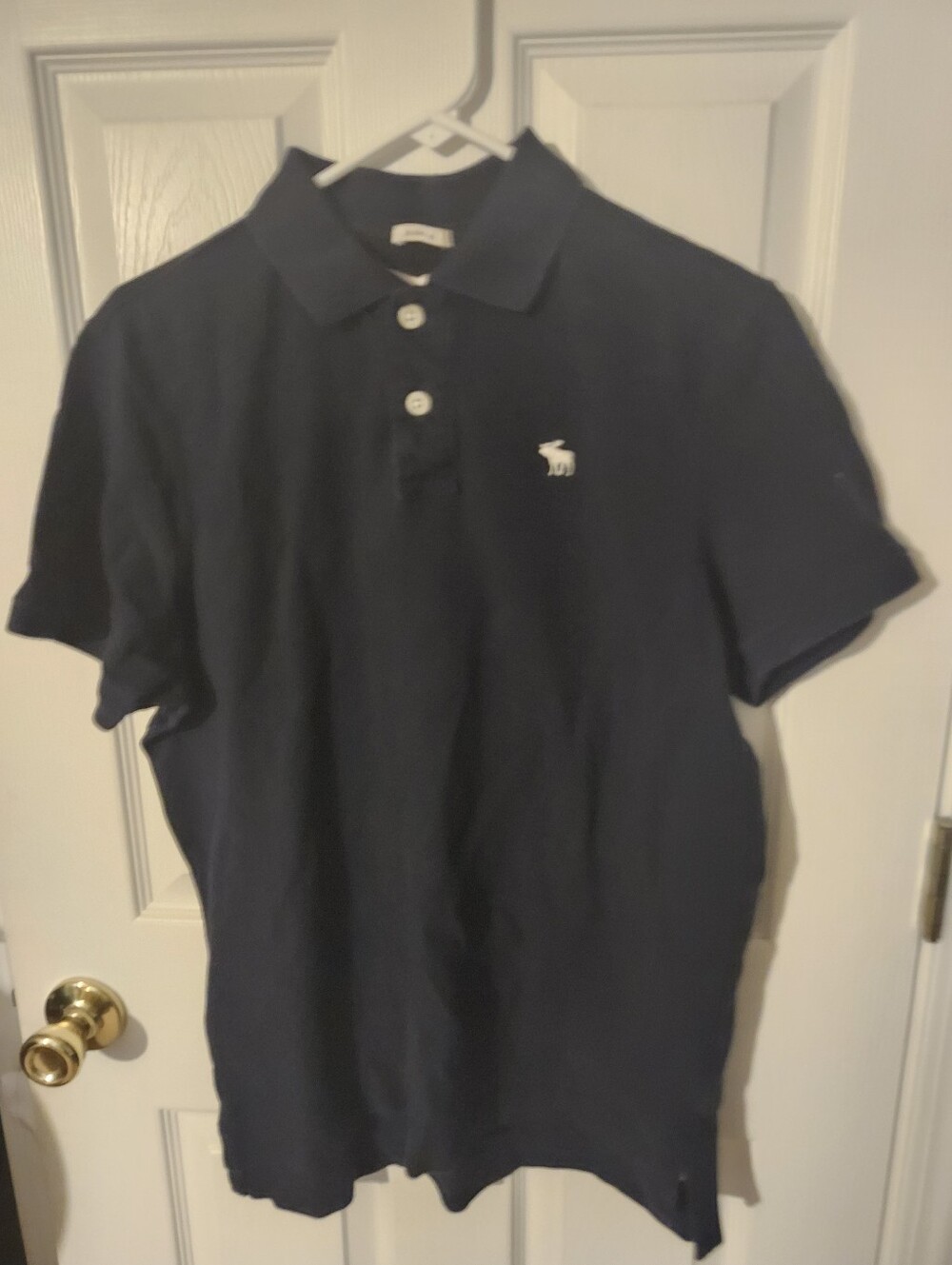 Men's Navy Abercromble&Fitch Shirt with Embroidered Logo